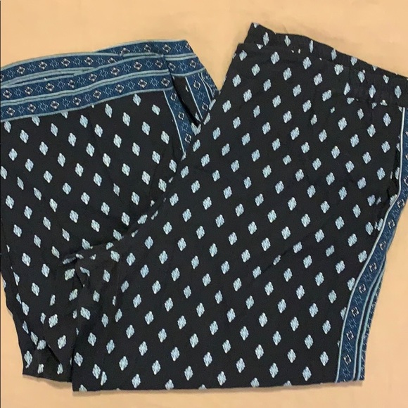 JJill wide leg pants, XL, navy blue pattern